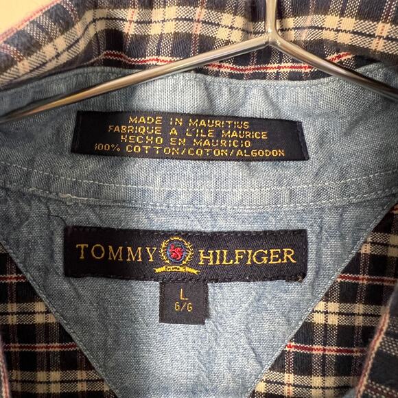 Vintage Tommy Hilfiger Button Down Classic Fit Long Sleeve Plaid Shirt Size L - Picture 8 of 9